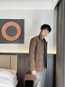 皮爾卡丹（pierre cardin）春秋季夾克男2025新款痞帥潮牌感翻領(lǐng)麂皮春裝上衣服男士外套男裝 咖色 XL 125-140斤 曬單實拍圖