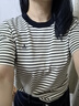 Navigare意大利小帆船短袖針織衫女士夏季百搭T恤時(shí)尚圓領(lǐng)條紋體恤衫上衣 科技白/黑 L 碼 曬單實(shí)拍圖