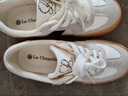 拉夏貝爾女鞋德訓鞋女當季新款秋季小眾復古帆布鞋百搭休閑厚底運動(dòng)板鞋子 銀色 LA-DX013 35 曬單實(shí)拍圖