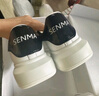 SENMA森馬小白鞋女夏季2025新款透氣休閑百搭學(xué)生厚底內(nèi)增高真皮麥昆板鞋子 白黑 36 曬單實(shí)拍圖