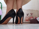 品記白色高跟鞋細跟單鞋女性感大碼尖頭單鞋職業(yè)OL通勤高跟鞋7厘米 黑色-7厘米 38 曬單實(shí)拍圖