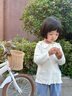 纖絲鳥(niǎo)（TINSINO）兒童T恤女童t恤秋季長(cháng)袖花邊領(lǐng)打底衫中小童上衣 抽象花朵紫 曬單實(shí)拍圖