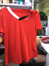 BVX夏季運動(dòng)套裝女裝新款韓版時(shí)尚V領(lǐng)顯瘦短袖T恤潮流洋氣休閑兩件套 紅色上衣+闊腿九分褲 XL【116-125斤】 曬單實(shí)拍圖