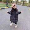 G.DUCK KIDS小黃鴨童裝女童羽絨服秋冬季中長款女寶寶衣服加厚保暖連帽外套 黑色 120碼建議110-120cm6-7歲cm 曬單實(shí)拍圖