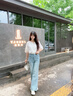 香影牛仔褲女直筒淺藍(lán)色2025夏季新款梨形顯瘦丹寧風(fēng)復(fù)古水洗長(zhǎng)褲 牛仔藍(lán) S 155/80A/85-95斤 曬單實(shí)拍圖