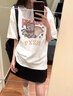 索菲堡 美式純棉卡通小飛象印花百搭短袖T恤女情侶夏季新款寬松重磅上衣 白灰色 M 曬單實拍圖