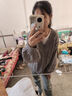 薇戀夢(mèng)嵐糯嘰嘰毛衣慵懶風(fēng)復古加厚V領(lǐng)寬松灰色麻花毛衣女學(xué)生秋冬韓版百搭針織衫潮 灰色毛衣 2XL 曬單實(shí)拍圖
