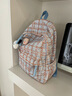 viney書(shū)包女初中高中大學(xué)生百搭雙肩包新款輕便大容量外出旅游格子背包 藍色 高顏值簡(jiǎn)約通勤減負時(shí)尚旅行包大包 曬單實(shí)拍圖