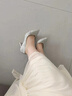 Lily Wei銀色blingbling高跟鞋斬男網(wǎng)紅水晶大碼女法式婚鞋情人節(jié)禮物 銀色【跟高10cm】 37 曬單實拍圖