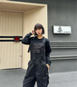 GUUKA TECH古由卡休閑背帶褲女連體夏寬松上衣小個(gè)子直筒九分長褲子時(shí)尚氣質(zhì) 黑色 S 曬單實(shí)拍圖