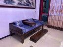 景典 紅木家具 非洲雞翅木(學(xué)名：非洲崖豆木) 羅漢床素面獨(dú)板加厚實(shí)木客廳中式床榻 1米素面羅漢床+炕幾+腳踏 1.2米以下 曬單實(shí)拍圖