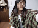 妙奕嘉圍巾女2024冬季新款女士圍脖女生生日禮物送媽媽母親披肩新年禮物 綠咖色格紋鎖邊三角針圍巾 曬單實(shí)拍圖