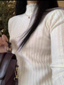 桂岐小立領(lǐng)奶fufu軟糯針織長袖打底衫女冬季毛衣秋裝韓版簡約上衣內(nèi)搭 軟糯糯卡其色 曬單實拍圖