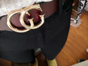 掌尚珠皮帶女士休閑百搭真皮寬款腰帶女 韓版時(shí)尚職業(yè)裝飾褲腰帶女 咖色（寬3.3cm） 100cm 曬單實(shí)拍圖