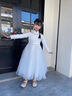 小咔衣濃兒童禮服公主裙花童蓬蓬紗女孩長(cháng)袖主持人女童鋼琴演奏演出服秋冬 白色長(cháng)款 120 曬單實(shí)拍圖