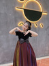 衣諾坊女童禮服長(zhǎng)裙兒童花童女孩公主裙演出服 火焰紅長(zhǎng)裙140cm 曬單實(shí)拍圖