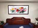 俏繪新中式客廳裝飾畫(huà)牡丹花開(kāi)富貴沙發(fā)背景墻畫(huà)臥室床頭掛畫(huà)書(shū)房國畫(huà) 花開(kāi)富貴A款 110*50cm晶瓷+實(shí)木邊框 曬單實(shí)拍圖