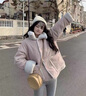LPOX棉服女外套2025冬季韓版寬松加絨加厚兩面穿棉衣女學(xué)生 淡粉膚兩面穿棉衣 M 建議92-105斤左右 曬單實(shí)拍圖