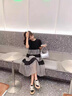 clotho Rennie品牌女裝休閑條紋拼接連衣裙女2025年夏季新款遮肚子顯瘦中長款 圖片色 M 曬單實拍圖