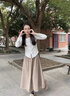 衣品飾衛 山本裙女秋季2024新款高腰a字中長(cháng)款半身裙傘裙糯米裙半裙蓬蓬裙 奶茶色 半身裙（加絨款） L 適合100-120斤 曬單實(shí)拍圖