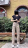 薩拉維夫卡其色闊腿工裝褲女秋冬2025新款高腰顯瘦運(yùn)動(dòng)休閑直筒褲子卡其長(zhǎng)褲 163cm以下S 均碼  [89-98斤] 曬單實(shí)拍圖