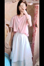 梓洛蘭ZiLuolan夏季學(xué)院風(fēng)甜美套裝裙女2025新款夏裝輕奢高定長(zhǎng)裙兩件套 粉上衣+5016白裙 L 曬單實(shí)拍圖