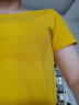 艾路丝婷夏装短袖T恤女上衣韩版修身圆领纯色棉体恤TX3361 黄色 170/92A/XL 实拍图
