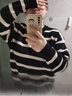 旅途原品 高領(lǐng) 羊毛秋季加絨加厚保暖毛衣女美麗諾羊毛條紋圓領(lǐng)毛衫 經(jīng)典黑杏條紋-圓領(lǐng)-100%綿羊毛 M/160cm（現(xiàn)貨） 曬單實拍圖