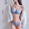 浪莎（LangSha）純欲前扣內(nèi)衣套裝女士美背蕾絲小胸聚攏收副乳防下垂無鋼圈文胸罩 墨黑色套裝 L -36/80AB [小胸聚攏] 曬單實拍圖