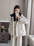 LAGOGO【三防】黑白撞色連帽羽絨服女拉谷谷2024年冬季新款外套 白黑 M 曬單實(shí)拍圖