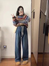 苒琦媽咪孕婦褲秋季薄款外穿小個(gè)子無(wú)托腹孕婦牛仔褲女春秋直筒孕婦闊腿褲 復古藍 L 曬單實(shí)拍圖