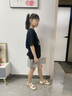 可可鴨（QQ DUCK）童裝兒童短袖T恤女童夏裝汗衫學生青少年衣服小熊T黑色；150 曬單實拍圖