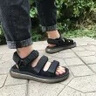 Walker Shop涼鞋男士新款夏季簡約休閑運動開車外穿沙灘鞋男士氣墊鞋涼拖鞋 黑色A款 40 曬單實拍圖