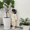 幼歌（YOUGE）兒童絲絨感搖粒絨保暖褲加絨燈芯絨保暖松緊舒適束腳褲 杏色(66-90兩用襠) 90 cm 曬單實(shí)拍圖