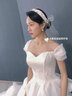 法蒂雅 新娘結(jié)婚主婚紗2023新款緞面一字肩公主齊地森系超仙星空出門紗 白色齊地 XL 曬單實拍圖