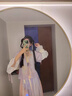 小野七天襦裙中國風漢服女學生春秋款唐褙子古裝圓領半袖齊腰褶裙 無披帛 M 建議身高158-166 體重120斤內(nèi) 曬單實拍圖