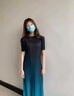 RLAS三宅褶皺2025新款夏季感長裙女氣質(zhì)小眾設(shè)計漸變色a字連衣裙 藍(lán)色 均碼 曬單實(shí)拍圖
