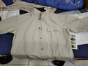 海上公路立翻領(lǐng)撞色長(cháng)袖襯衫男款100%棉簡(jiǎn)約通勤復古工裝襯衣時(shí)尚透氣外套 石杏 2XL 曬單實(shí)拍圖
