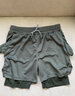 GEKM 肌肉健身兄弟男士夏新款運動(dòng)休閑跑步光板雙層彈力速干短褲 黑灰 XL 【建議140-160斤】 曬單實(shí)拍圖