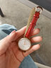 老皮匠 表帶女真皮手表帶適用化石飛亞達阿瑪尼真皮牛皮手表帶 女真皮小牛皮手表鏈男蝴蝶扣 紅色 玫瑰金色針扣 12mm 曬單實拍圖