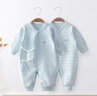 素羽佳suyujia新生兒衣服春秋純棉嬰兒連體衣秋冬加厚和尚服寶寶睡衣嬰幼兒衣服 淺藍綁帶連體衣(兩件裝) 52cm 新生兒(5-9斤) 曬單實(shí)拍圖