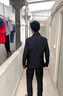 啄木鳥 韓版休閑薄款西服套裝男修身帥氣小西服兩件套青年英倫潮外套西裝 黑色--三件套(上衣+褲子+T恤) 170/L 曬單實拍圖