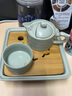汝道 汝窯茶盤陶瓷干泡盤竹制蓄水式茶盤托盤功夫茶具茶臺茶道配件 曬單實拍圖