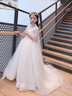小咔衣濃女童拖尾晚禮服公主裙花童婚紗高端兒童小主持人鋼琴演奏演出服 拖尾款 140 曬單實(shí)拍圖
