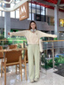 名創(chuàng  )優(yōu)品（MINISO）春秋季套裝女休閑運動(dòng)潮流女裝連帽開(kāi)衫衛衣闊腿褲兩件套韓系穿搭 【春秋款】奶白(甜品熊)+奶白 2XL (推薦體重150-170斤) 曬單實(shí)拍圖