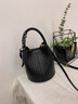 CALWAN KEODH水桶包包女包牛皮斜挎包輕奢編織手提包送生日禮物女朋友老婆 【黑色】品牌時(shí)尚百搭通勤單肩實(shí)用走心女生閨蜜 曬單實(shí)拍圖