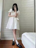 格邏恩夏季短袖新款連衣裙女學(xué)生少女生裙子夏天2023法式小眾收腰初戀裙 白色 均碼（可備注碼數(shù)） 曬單實(shí)拍圖