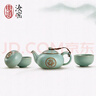 東道汝窯河南非遺2011年老東道 功夫茶具套裝 整套茶具 家用 開(kāi)片可養(yǎng) 天龍?zhí)鞓?lè)壺組（天青） 1個(gè) 曬單實(shí)拍圖