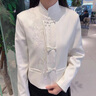 AEMAPE新中式刺繡盤扣短外套女春裝2025年春季新款國(guó)風(fēng)百搭氣質(zhì)開衫上衣 白色 L 建議115-130斤 曬單實(shí)拍圖