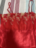 俊俊穗迪美 性感睡衣女春秋季仿真丝吊带女士冰丝睡裙睡袍薄款夏天两件套装 CX-929大红色(两件套) XXL(130斤-145斤) 晒单实拍图